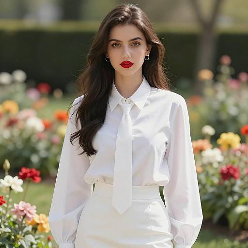 Elegant Woman in White Tie Attire