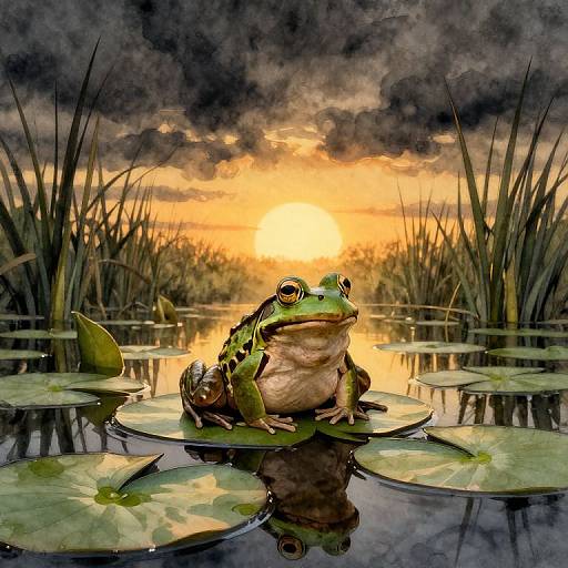 Majestic Frog on Serene Lily Pad