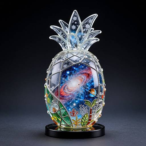 Realistic Glass Nebula Pineapple Statue