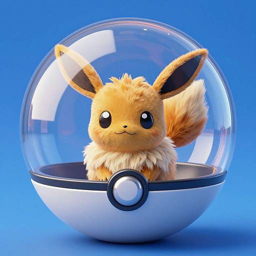 Photorealistic Fluffy Eevee in Pokeball