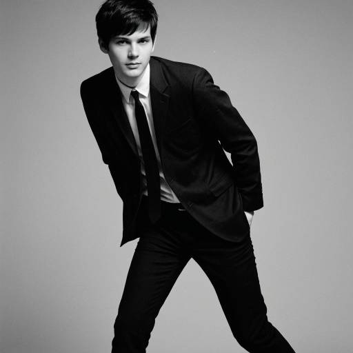 Young Man in 1980s Style Monochrome Fashion