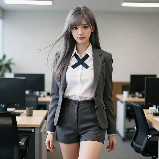 Stunning Girl in Elegant Office Attire