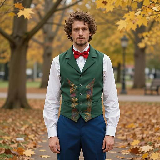 Handsome Man in Victorian Costume Outdoors
