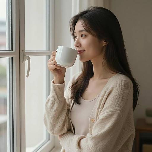 Cozy Portrait of Woman by Window