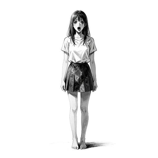 Monochrome Horror Girl Sketch
