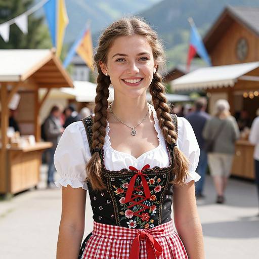 Smiling Woman in Bavarian Market