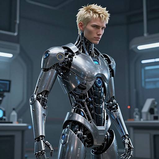 Cybernetic Blonde Male in Lab