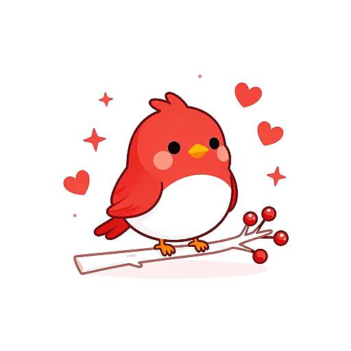 Minimalist Red-White Bird Silhouette