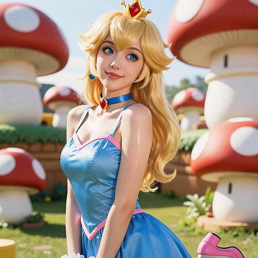 Cosplay of Princess Peach in Blue Dress