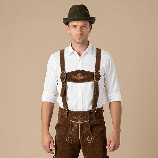 Man in Traditional Lederhosen Costume