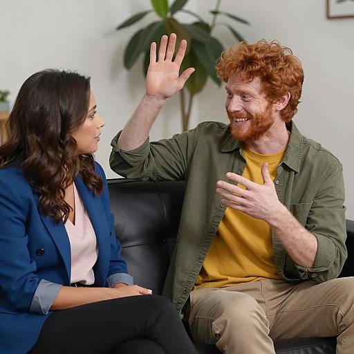 Cheerful Couple in Indoor Setting