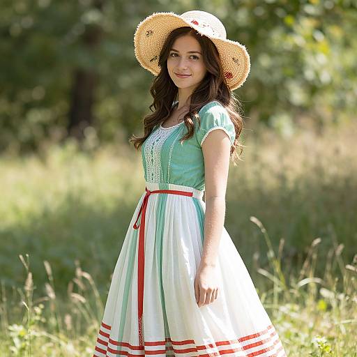 Elegant Woman in Sunny Meadow