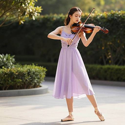 Elegant Young Violinist in Garden