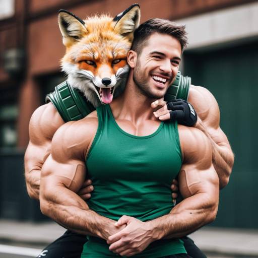Muscular Furry Fox Boys Embracing Joyfully