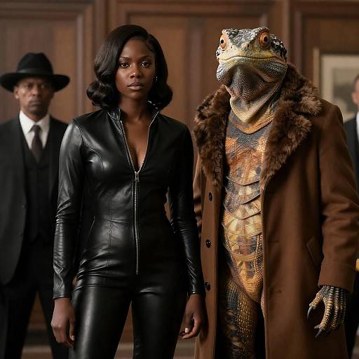 Striking Duo in a Wooden Room