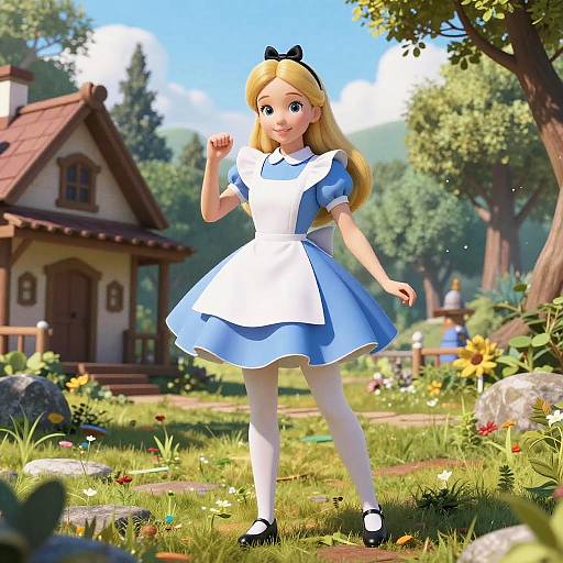 Charming Wonderland Waifu in Vibrant Forest