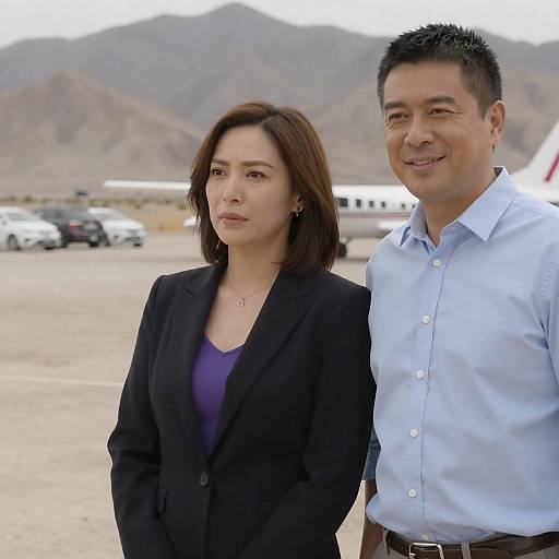 Man and Woman Standing Outdoors in Desert Landscape