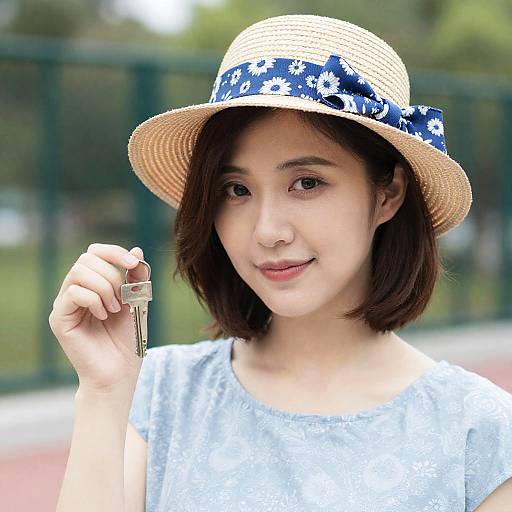 Charming Woman in Floral Hat Portrait