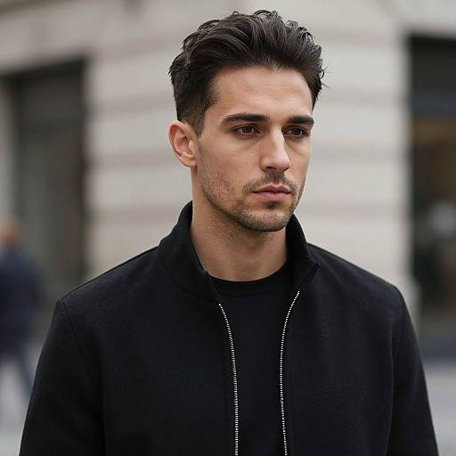 Jet Black European Man Urban Style
