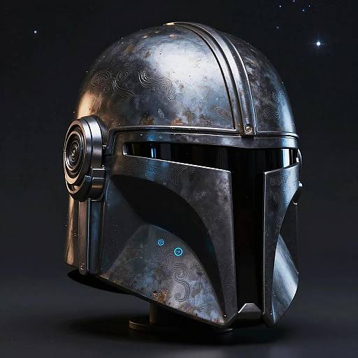 Sleek Mandalorian Helmet with Tribal Glow