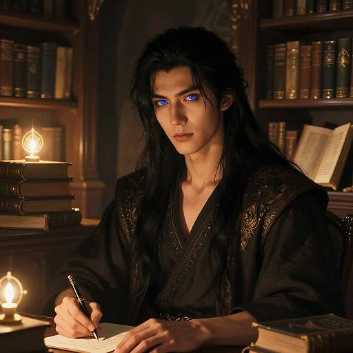 Mystical Portrait in Ancient Library