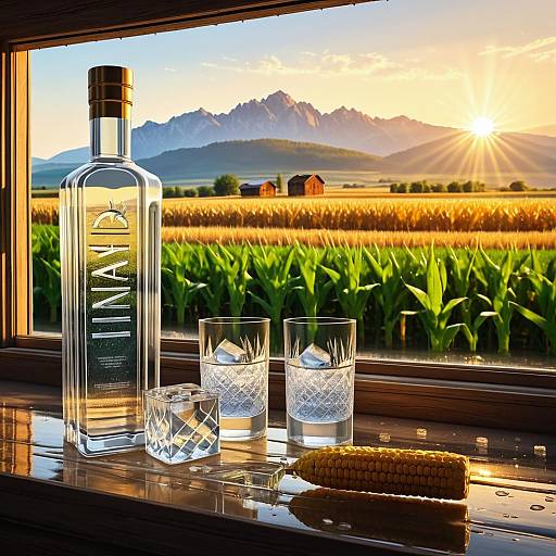 Chiseled Vodka Bottle on Window Sill