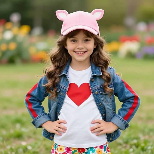Cheerful Girl in Playful Spring Outfit