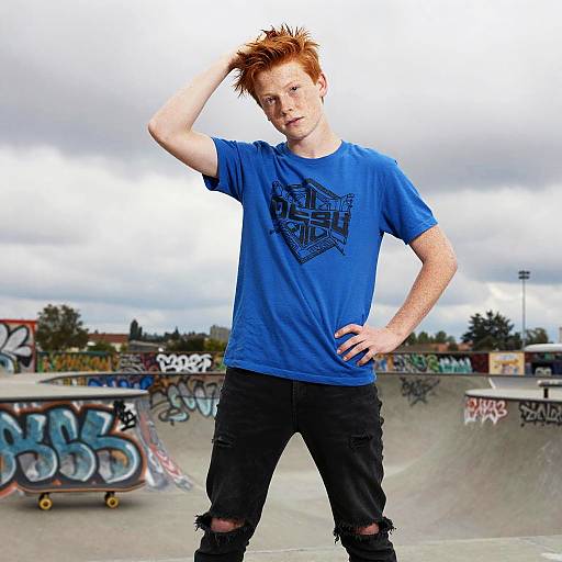 Teen Boy in Graffiti Skate Park