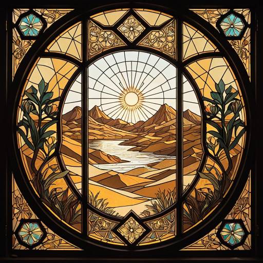 Golden Desert Oasis Stained Glass Window Golden Desert Oasis Stained Glass Window