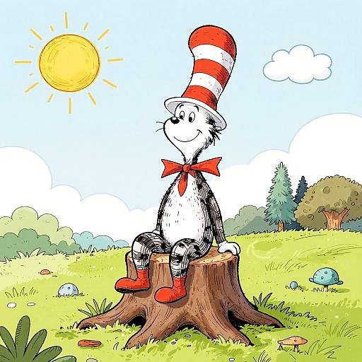 Whimsical Lorax on Tree Stump