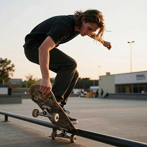 Skater Grinding in Golden Hour