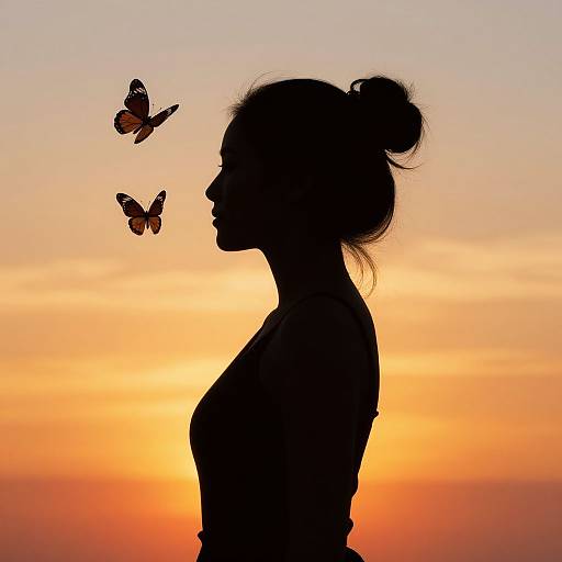 Elegant Woman Silhouette at Sunset