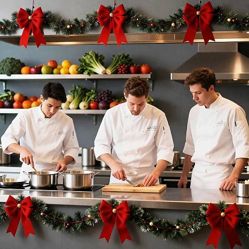 Festive Kitchen Scene with Chefs