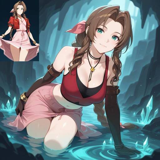 Exuberant Aerith in Shimmering Cave