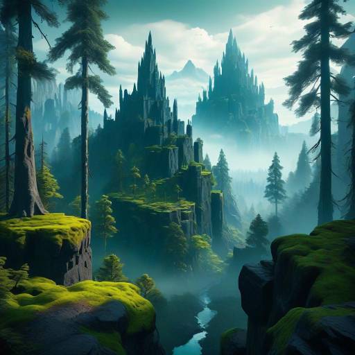 Enchanted Forest with Obsidian Fortress