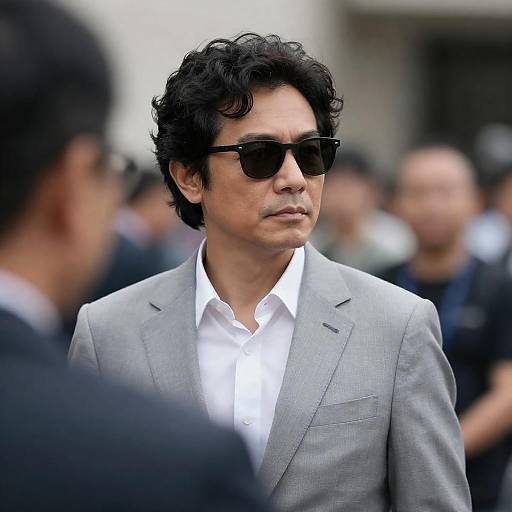 Serious Middle-Aged Man in Gray Suit