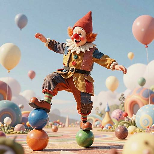 Dwarf Clown in Surreal Dreamscape