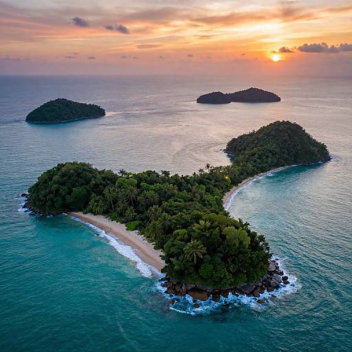 Serene Tropical Archipelagos at Sunset