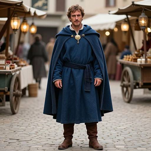 Medieval Traveling Merchant in Market