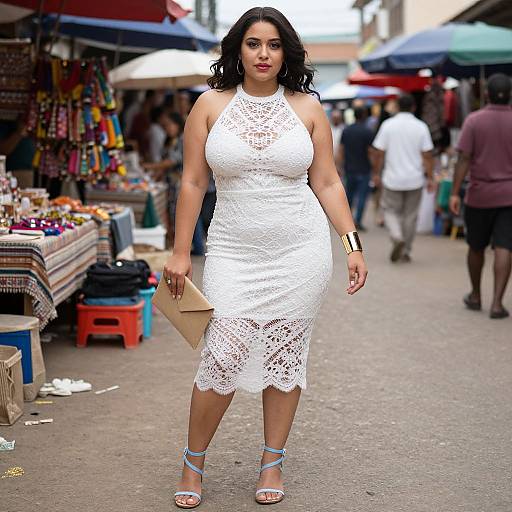 Curvy Woman in Ethnic Market Style