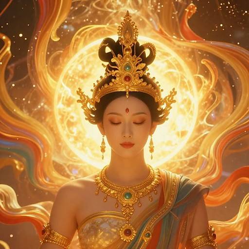 Ethereal Golden Headdress Portrait