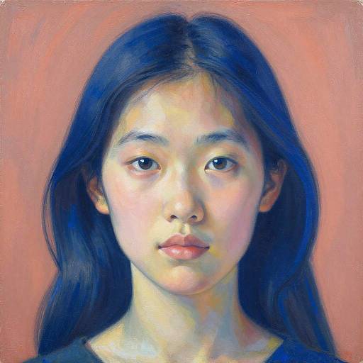 Modigliani Style Asian Woman Portrait