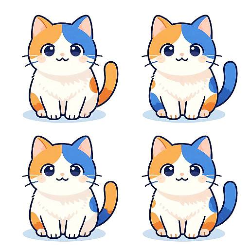 Colorful Cartoon Calico Cats