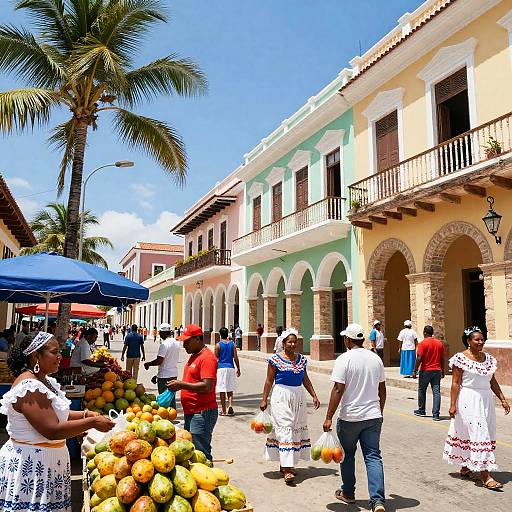 Vibrant Dominicana Colonial Street Scene