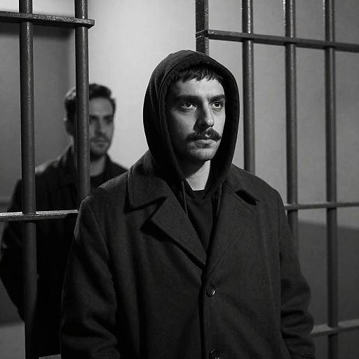 Intense Portrait Behind Prison Bars