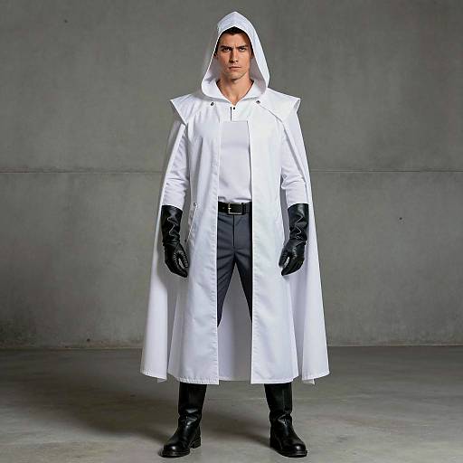 Modern Superhero in White Cape Costume