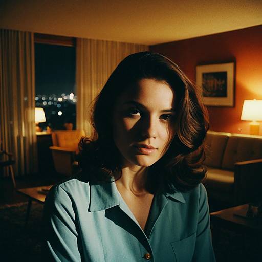 Cinematic Night Portrait in Modern Apartment