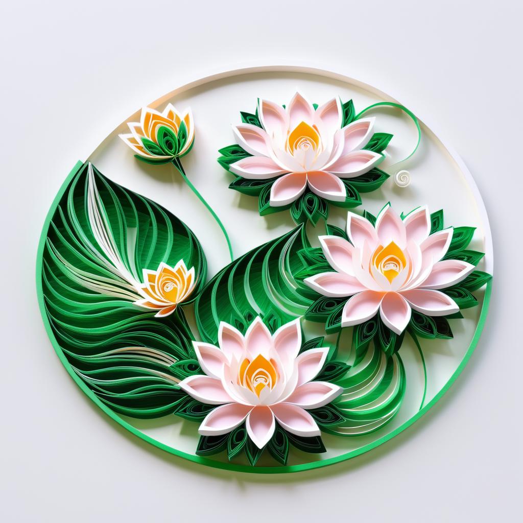 Elegant Paper Quilling Lotus Flower Art