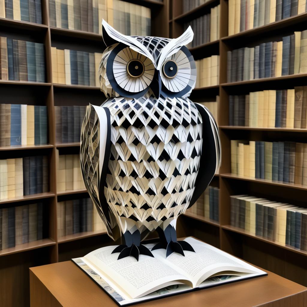 Paper and Ink Owl in a Scholarly Scene