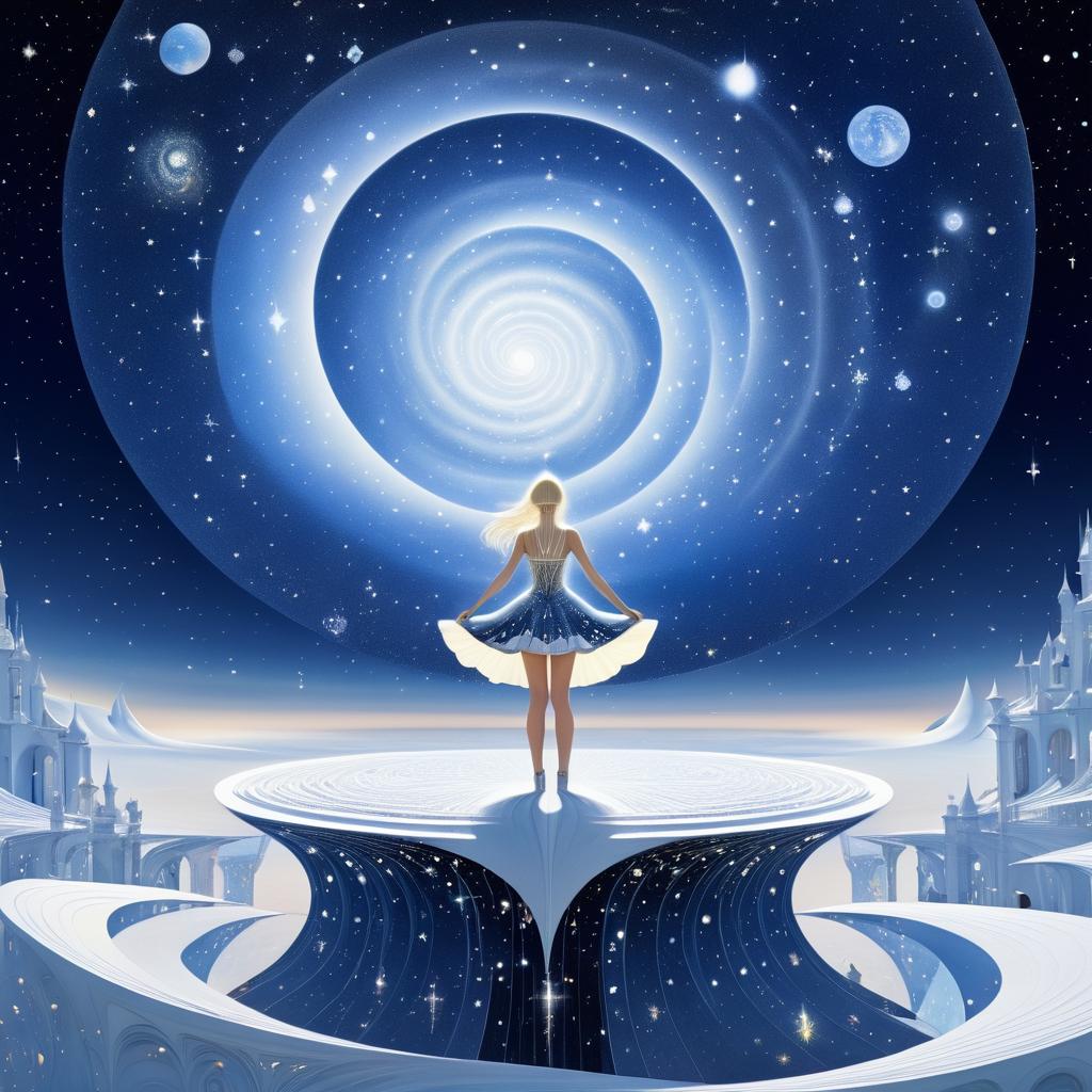 Surreal Fantasy Girl in Celestial Surroundings